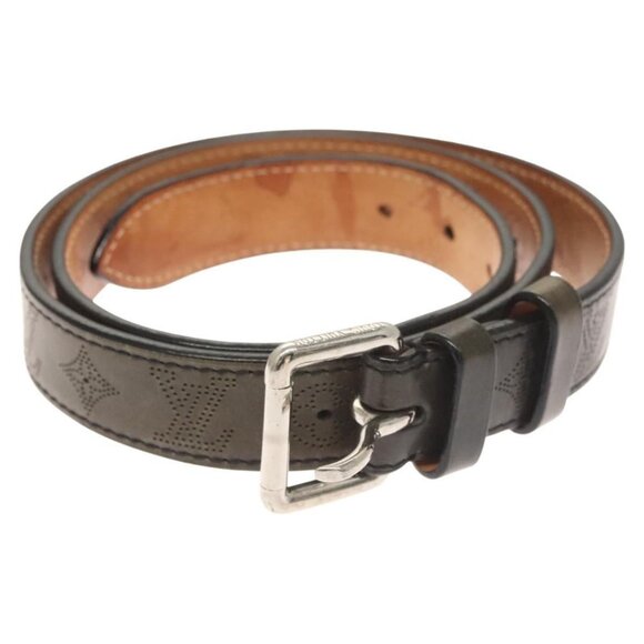 LOUIS VUITTON Mahina Ceinture Perfo Belt Leather Gray LV Auth - Picture 12 of 16